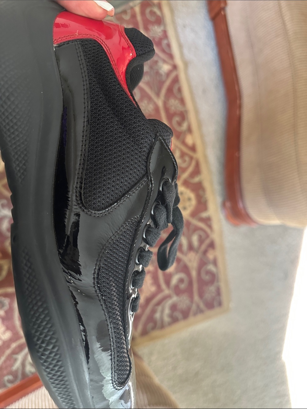 Prada Black Sneakers with Red Accents - Picture 2 of 3